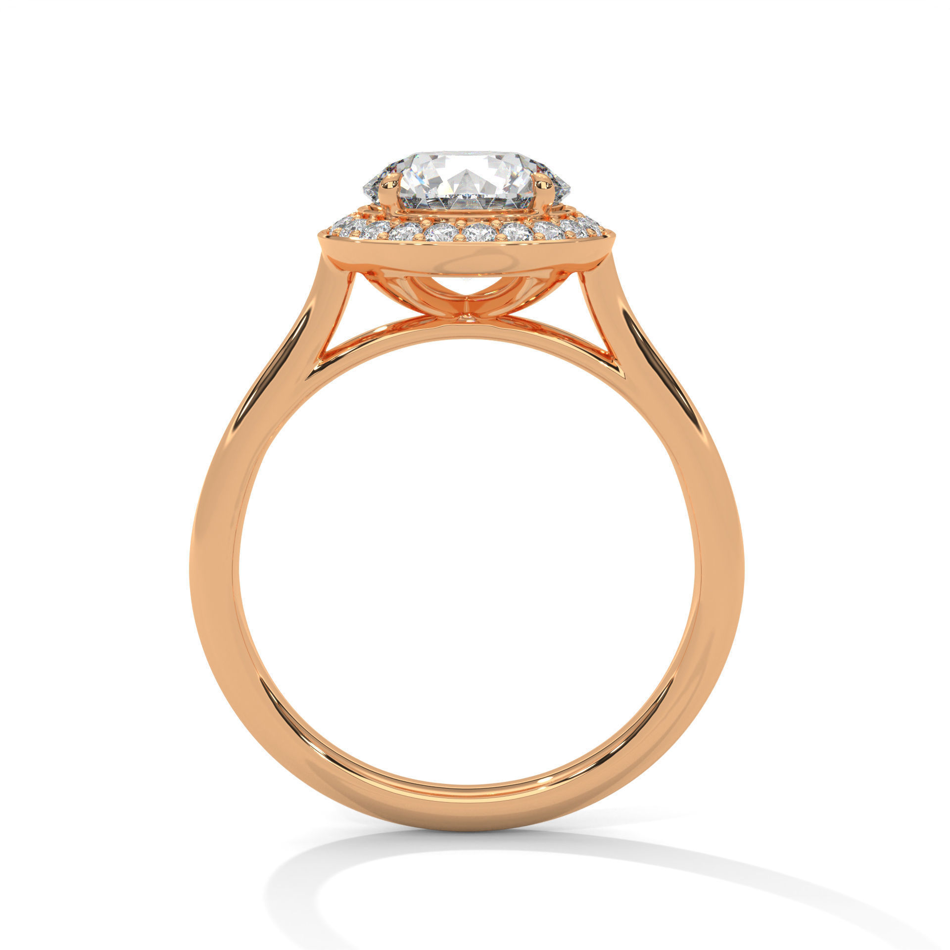 Halo Solitaire ring with 360 view animation 3D print model_4