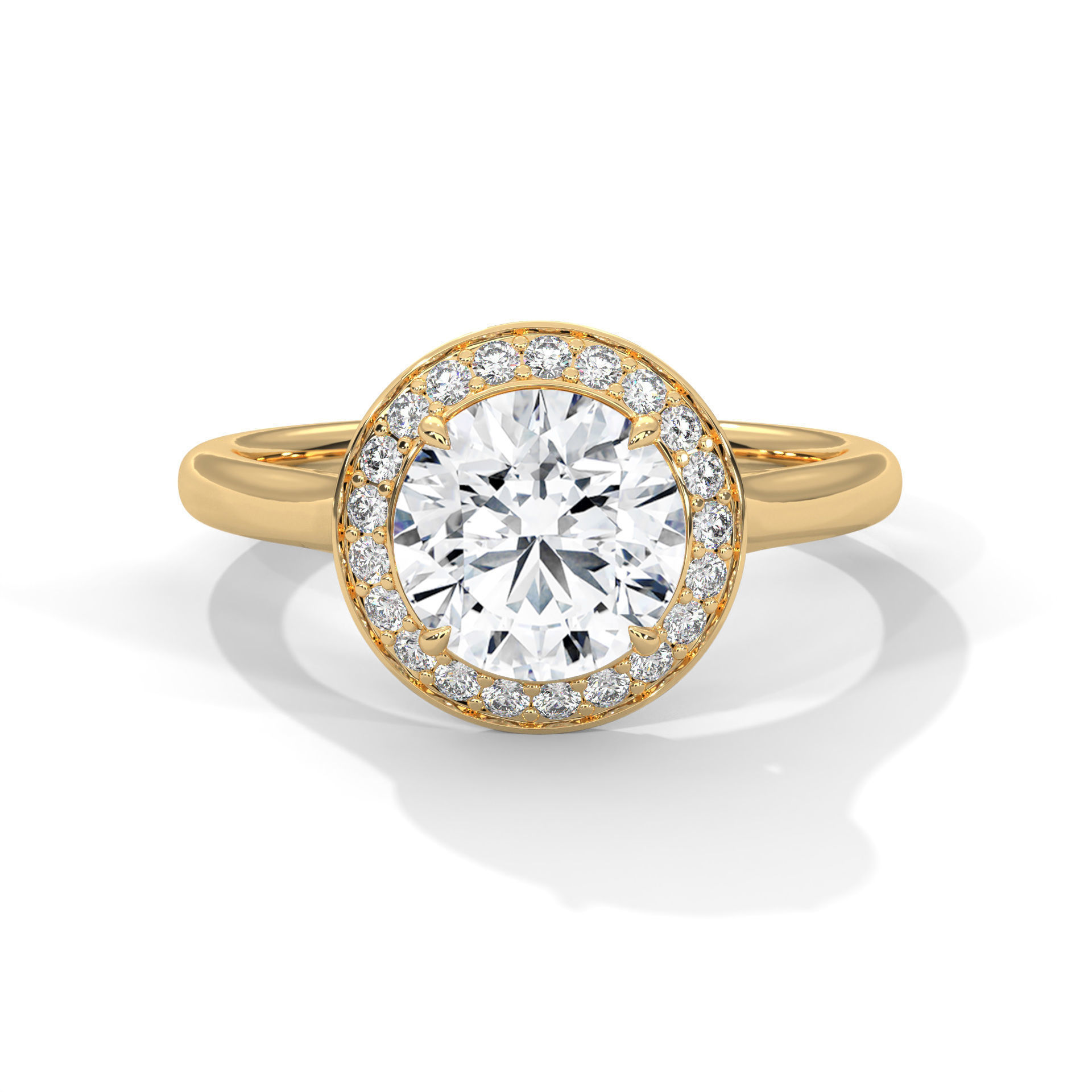 Halo Solitaire ring with 360 view animation 3D print model_1