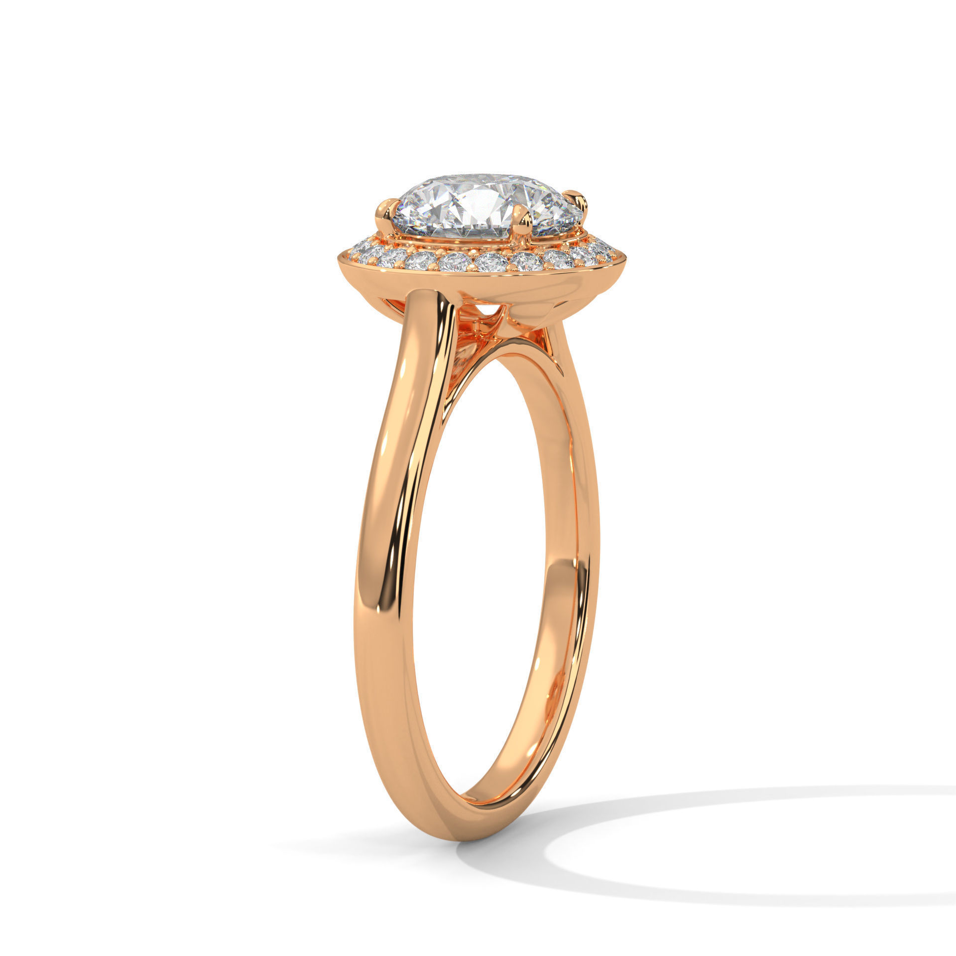 Halo Solitaire ring with 360 view animation 3D print model_5