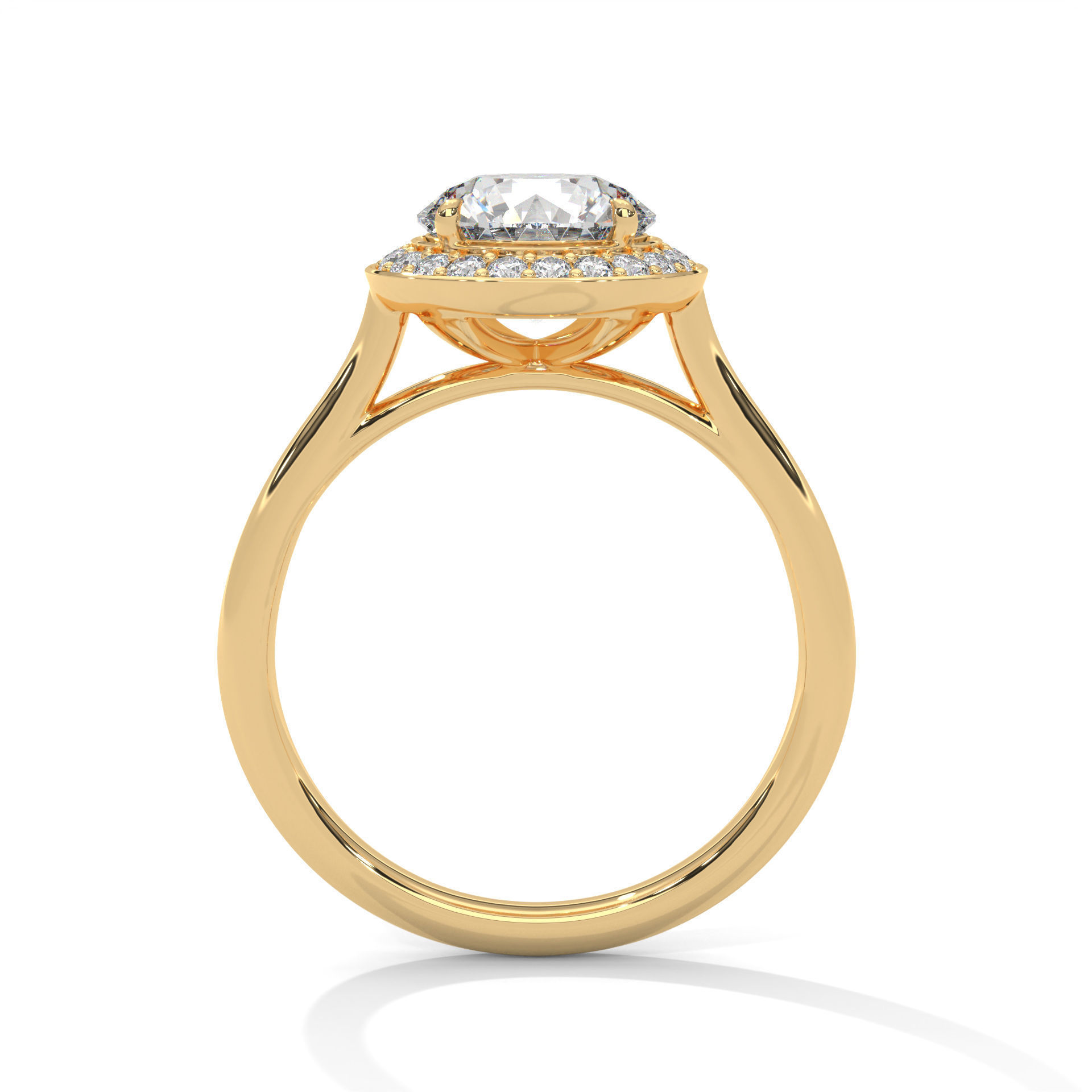 Halo Solitaire ring with 360 view animation 3D print model_8