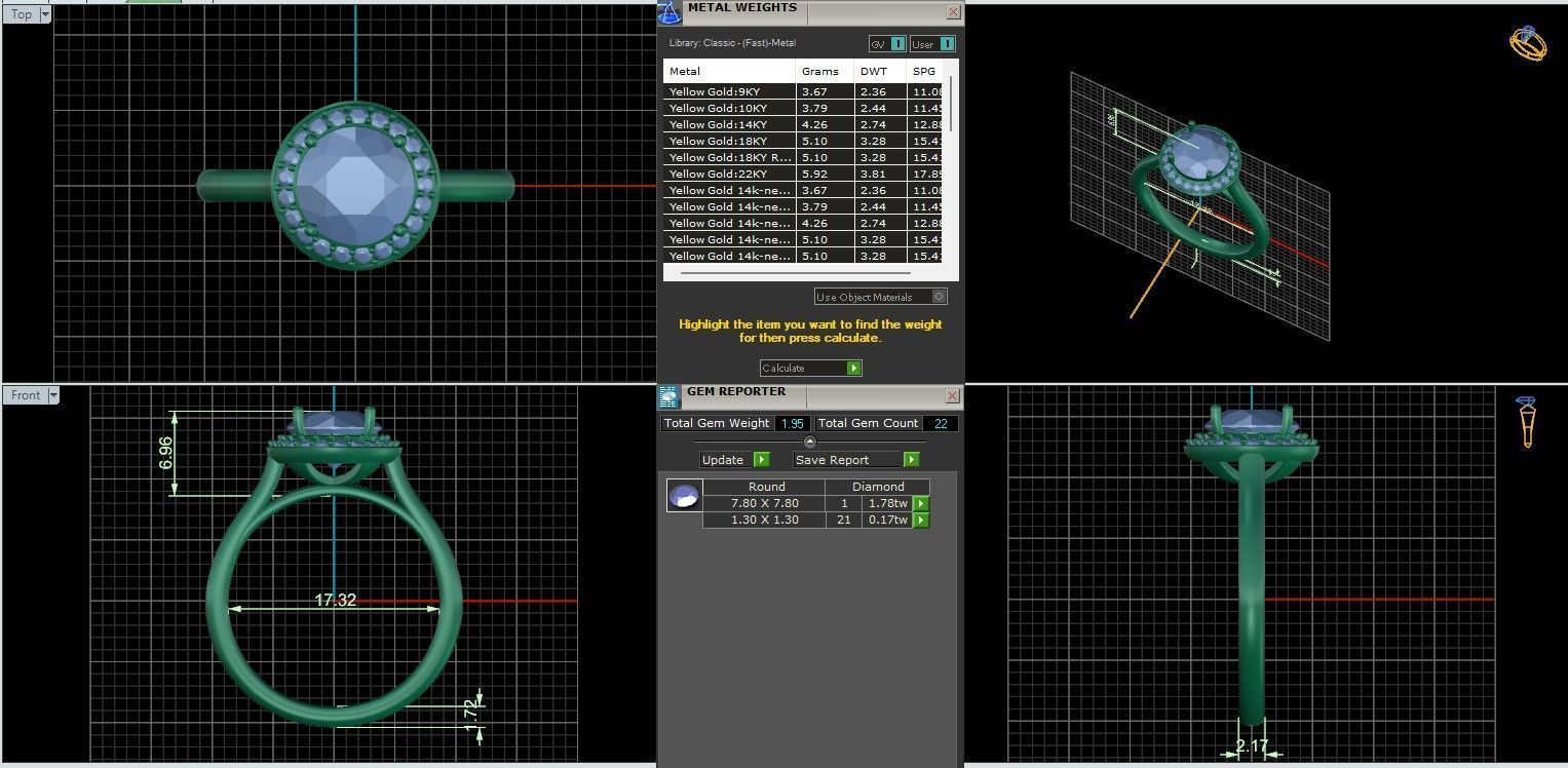 Halo Solitaire ring with 360 view animation 3D print model_9