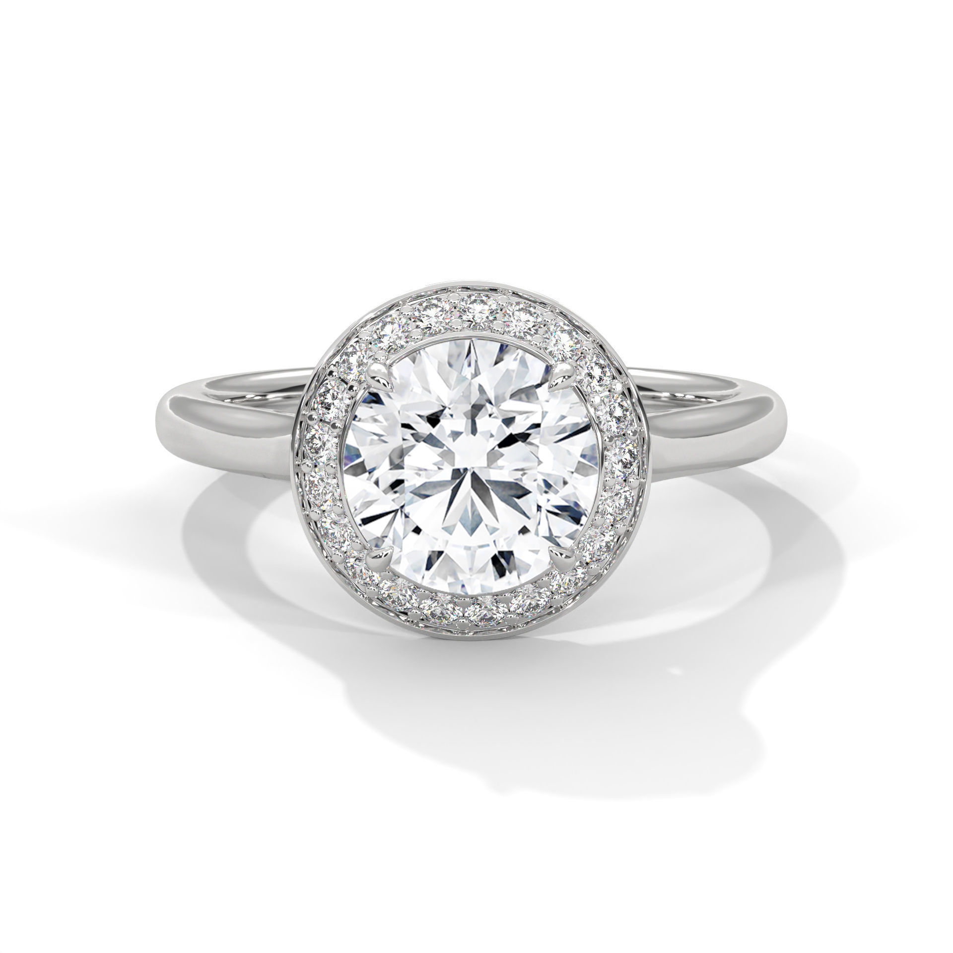 Halo Solitaire ring with 360 view animation 3D print model_2