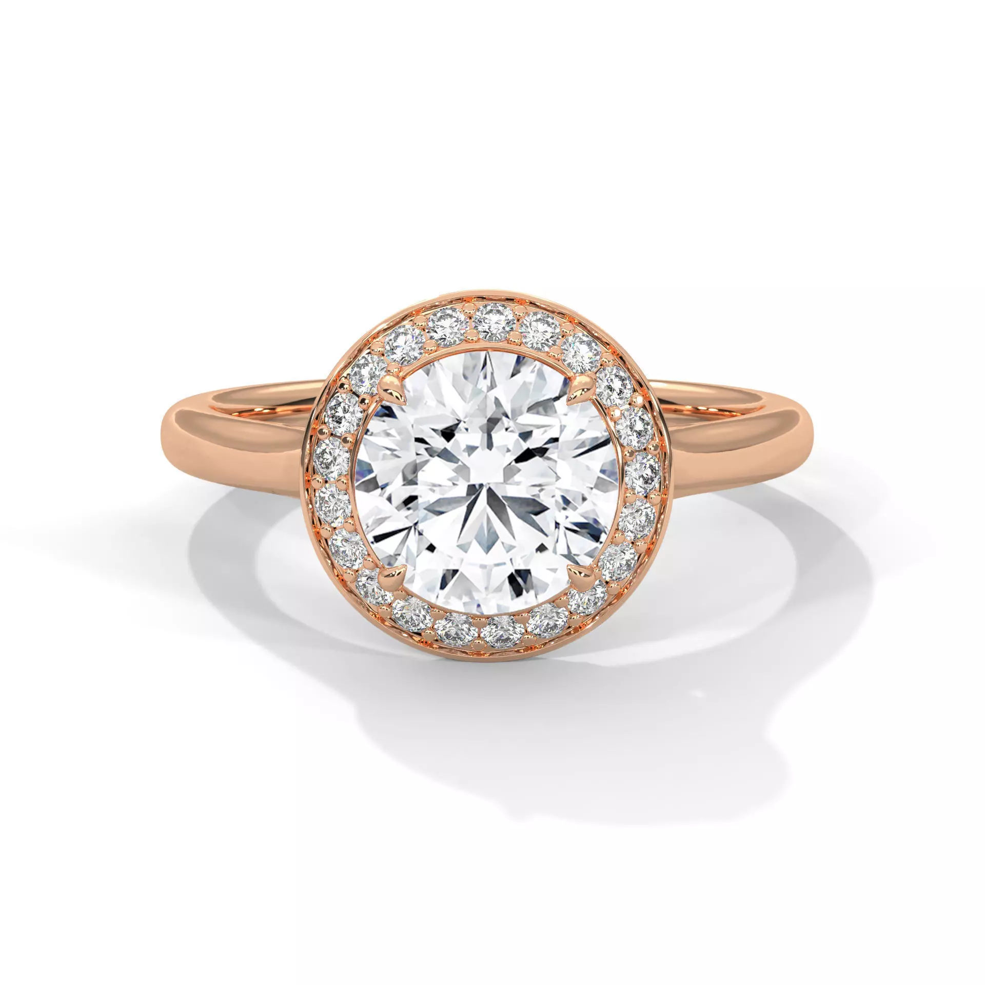 Halo Solitaire ring with 360 view animation 3D print model_0