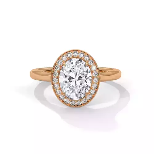 Oval Halo Solitaire ring with 360 view animation