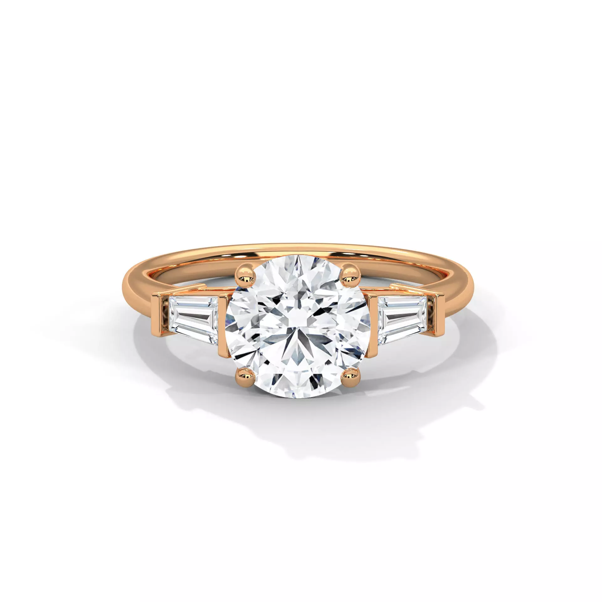 Trio Solitaire ring with 360 view animation 3D print model_0