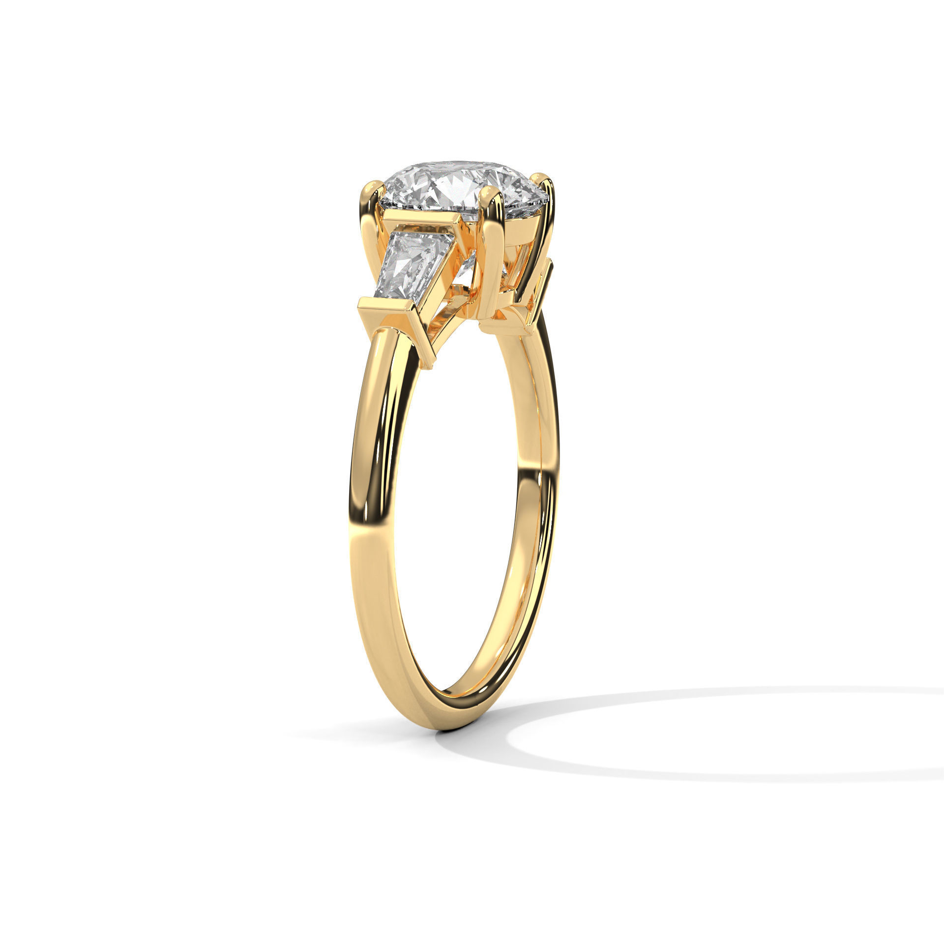 Trio Solitaire ring with 360 view animation 3D print model_3