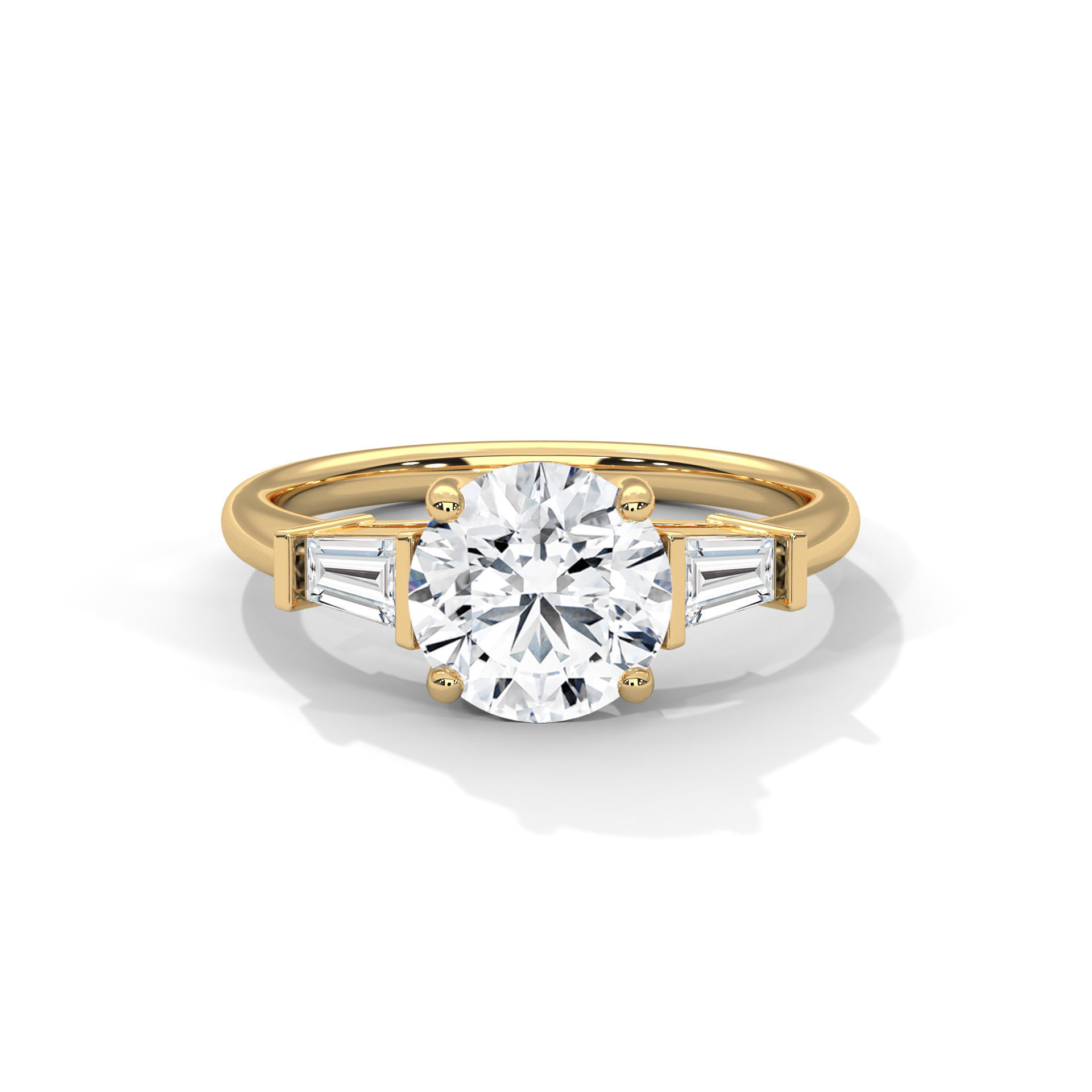 Trio Solitaire ring with 360 view animation 3D print model_1