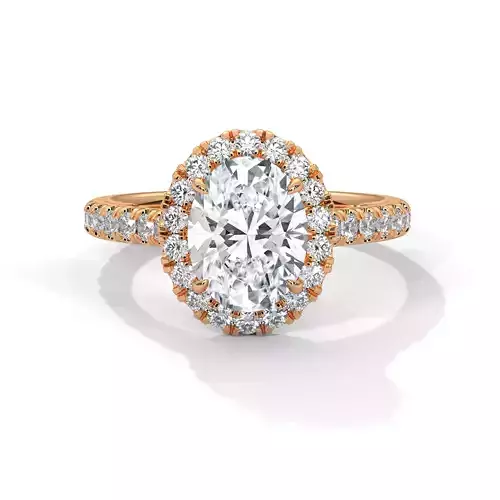 Oval Halo Solitaire ring with 360 view animation 3D print model