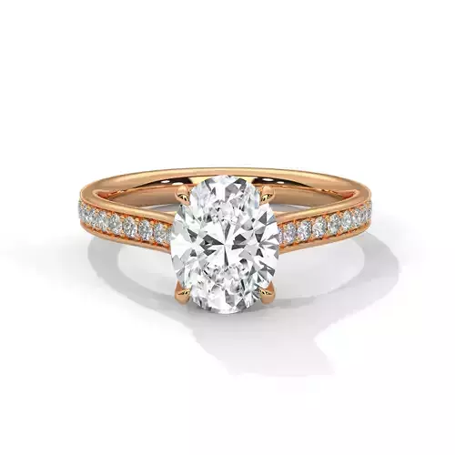 Oval Solitaire ring with 360 view animation
