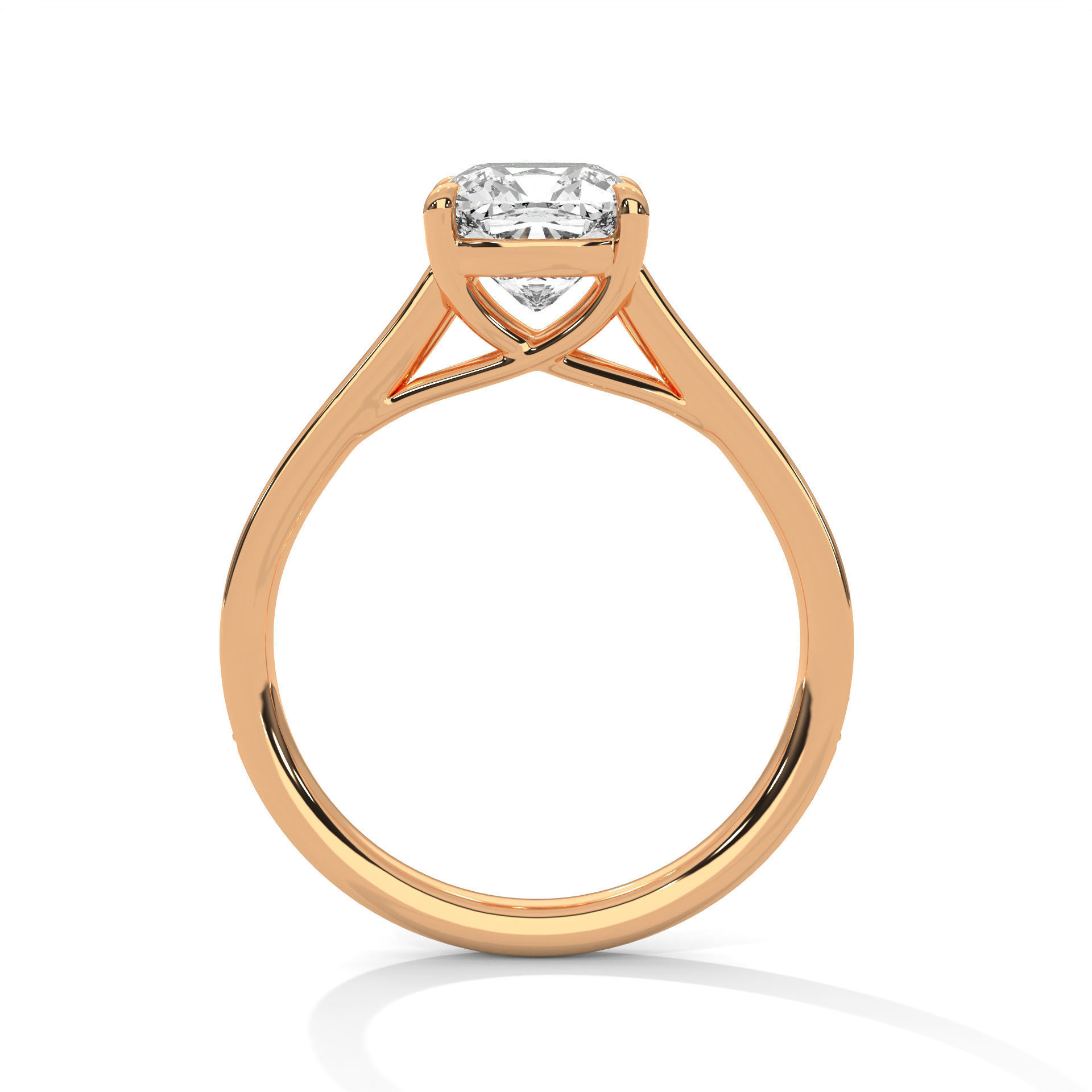 Cushion Solitaire ring with 360 view animation 3D print model_8