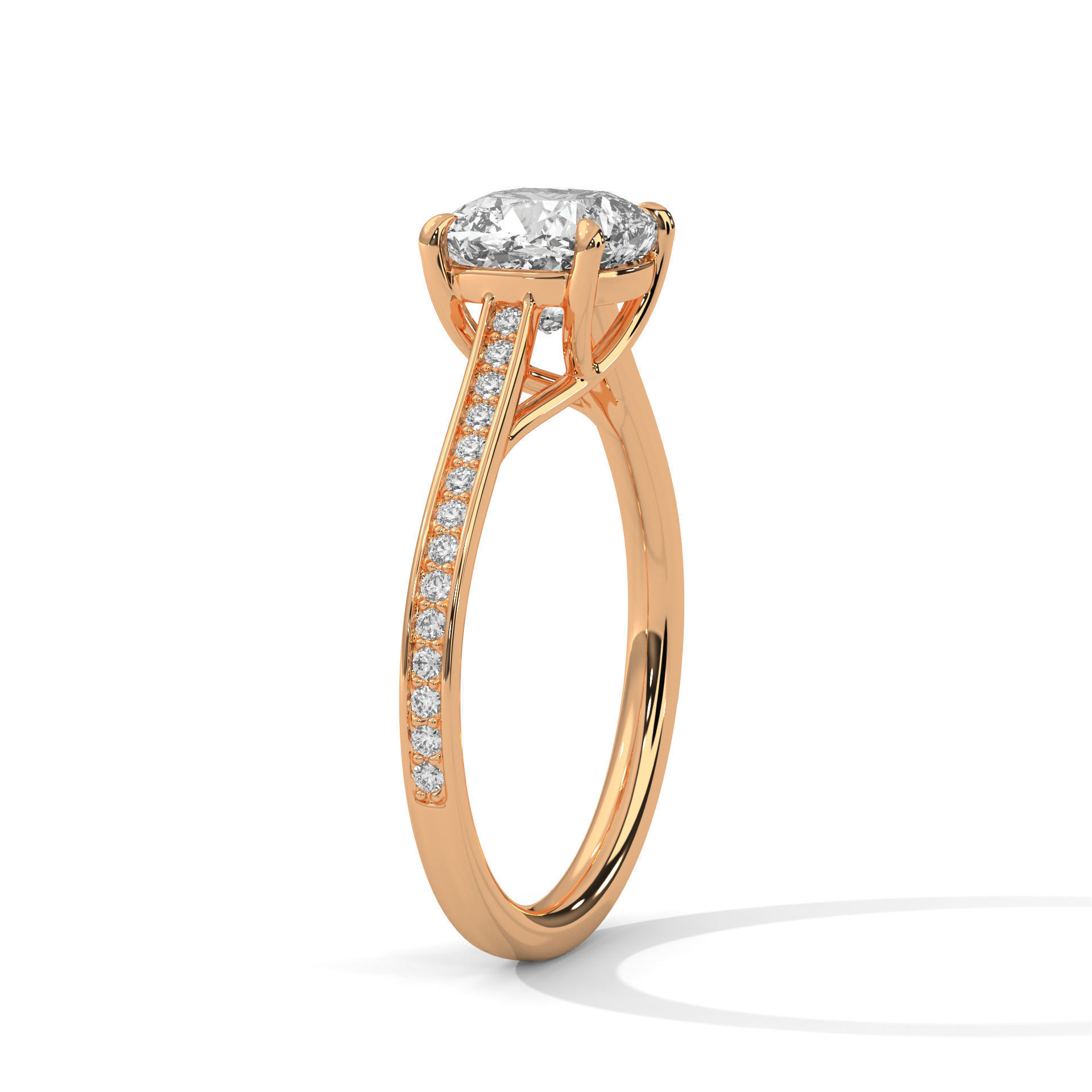 Cushion Solitaire ring with 360 view animation 3D print model_5