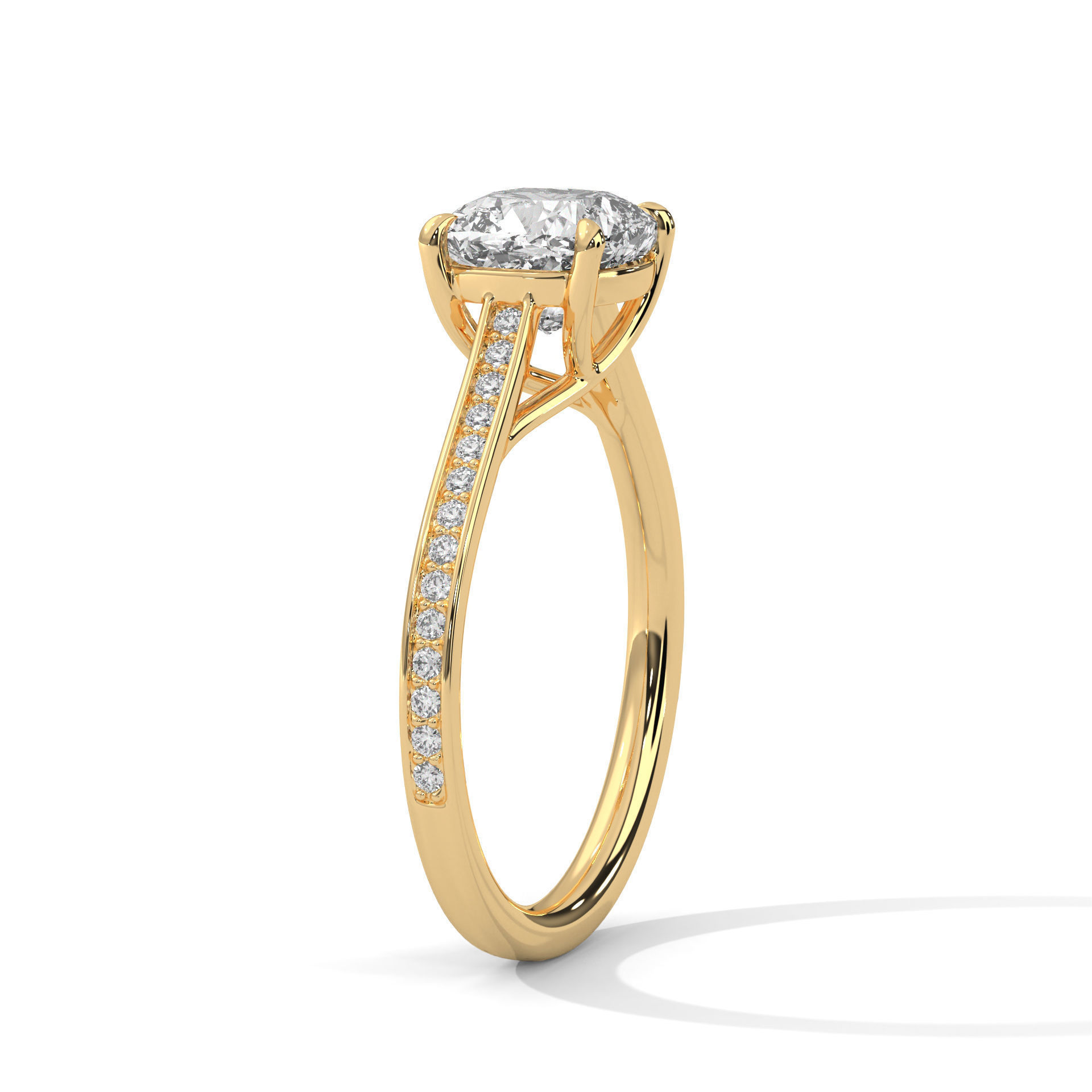 Cushion Solitaire ring with 360 view animation 3D print model_4