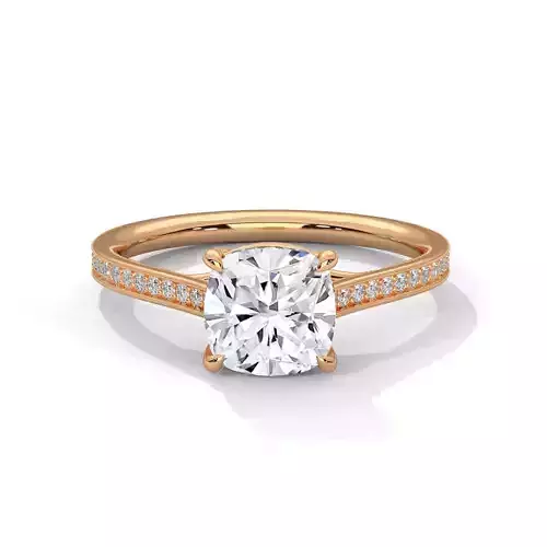 Cushion Solitaire ring with 360 view animation  3D print model