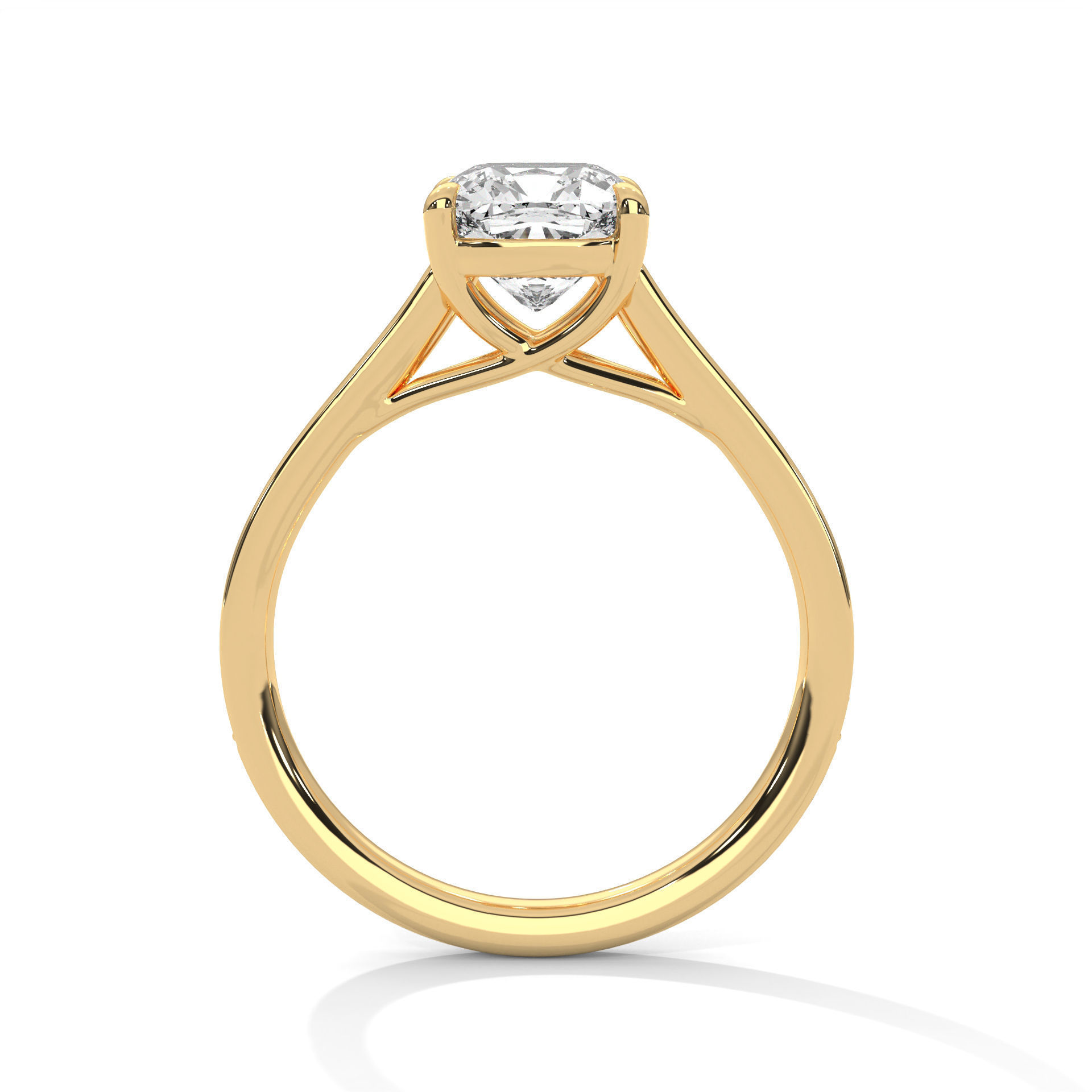 Cushion Solitaire ring with 360 view animation 3D print model_7