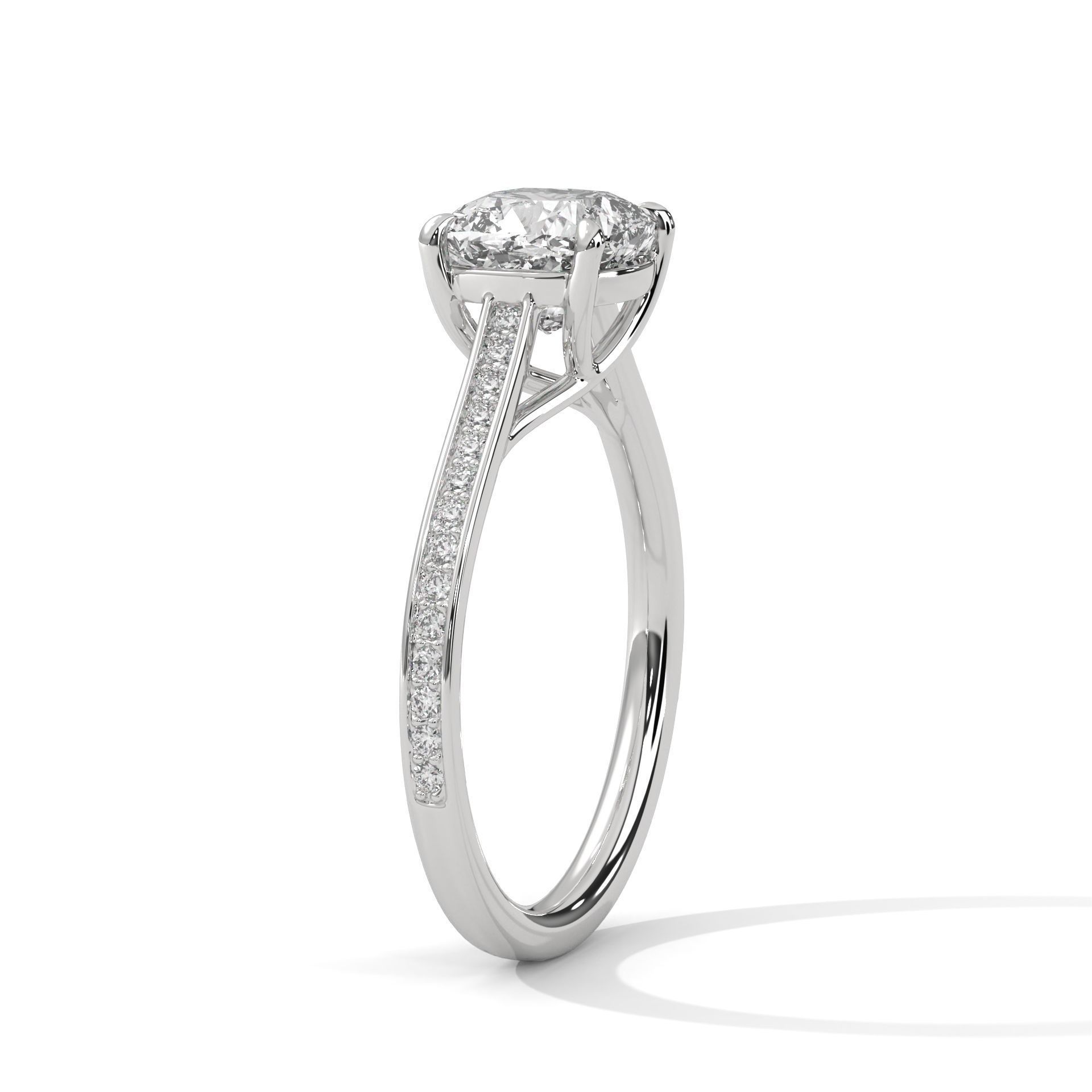 Cushion Solitaire ring with 360 view animation 3D print model_6