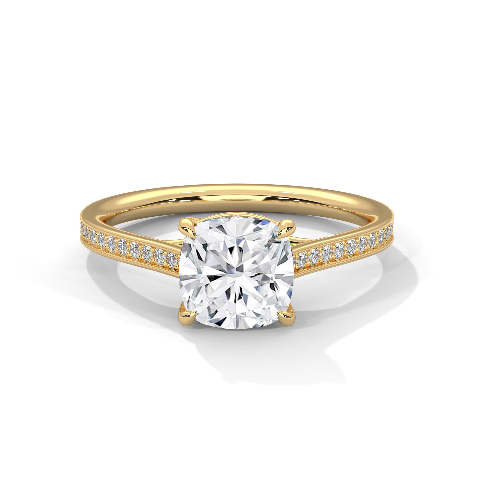 Cushion Solitaire ring with 360 view animation 3D print model_1