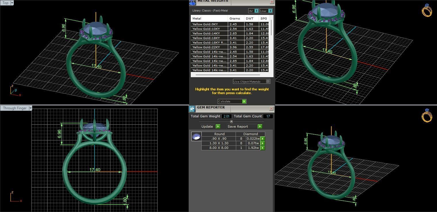 Flower Halo Solitaire ring with 360 view animation 3D print model_3