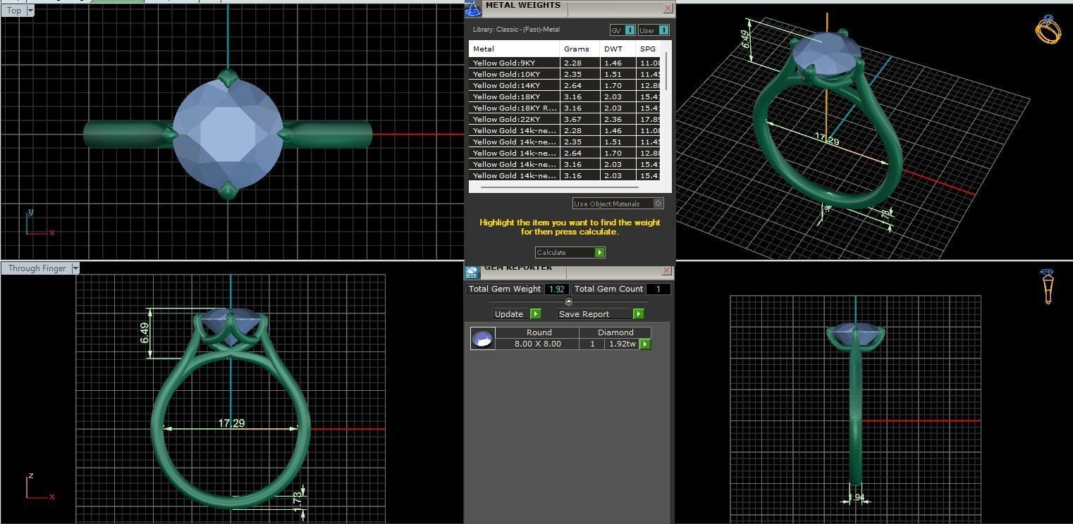 Mono Diamond Solitaire ring with 360 view animation 3D print model_9