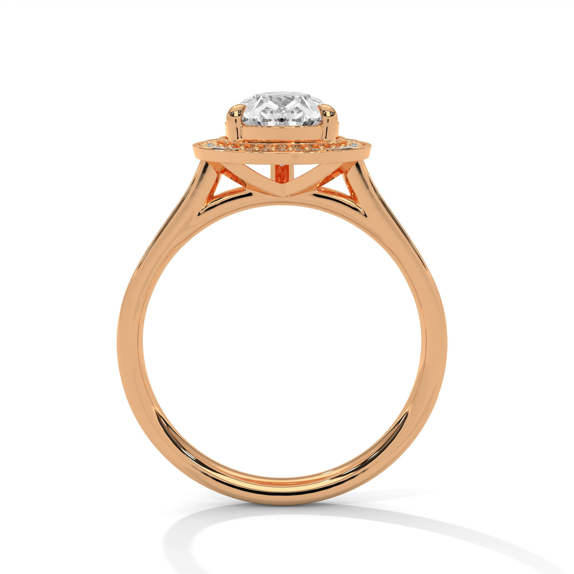 Pear Halo Solitaire ring with 360 view animation 3D print model_8