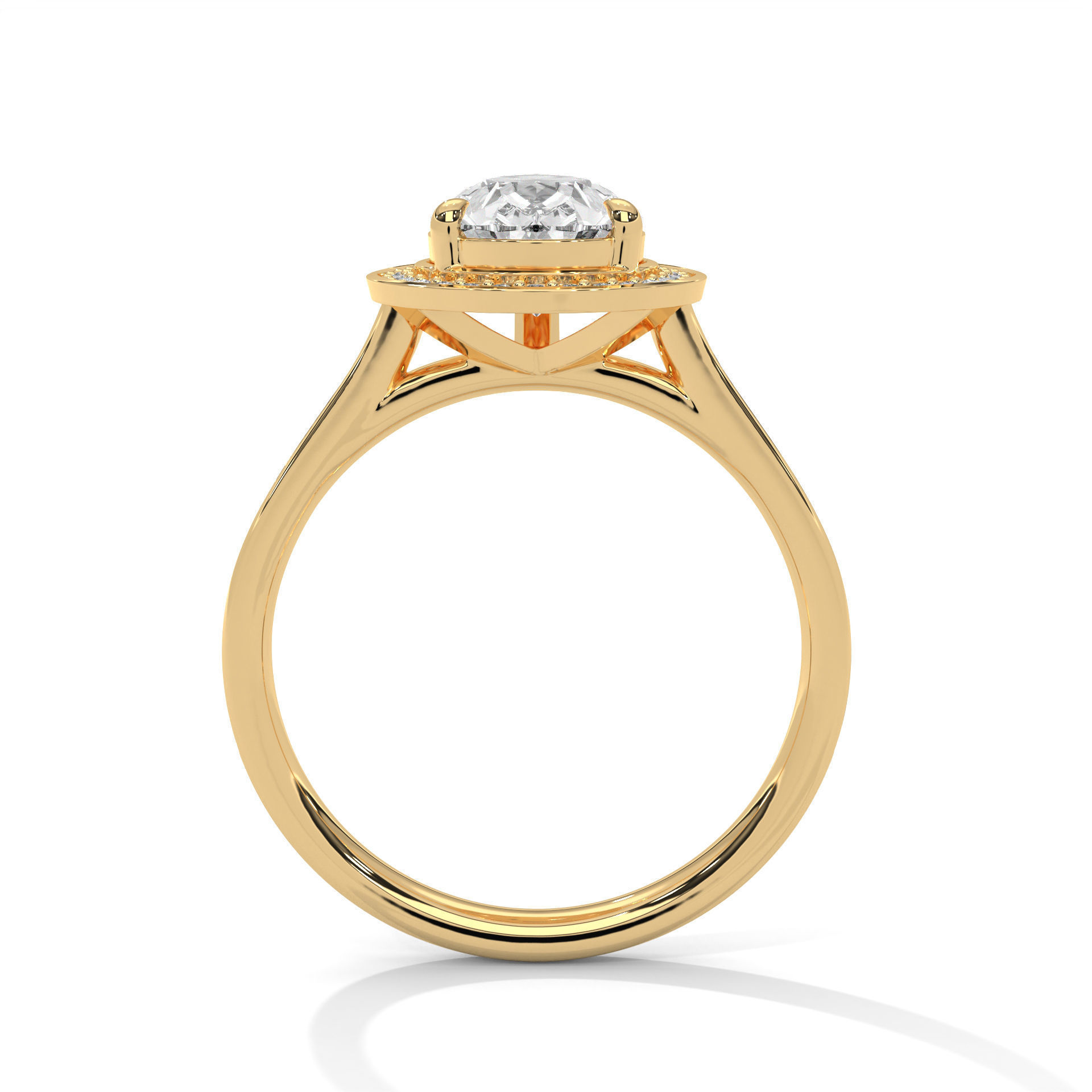 Pear Halo Solitaire ring with 360 view animation 3D print model_7