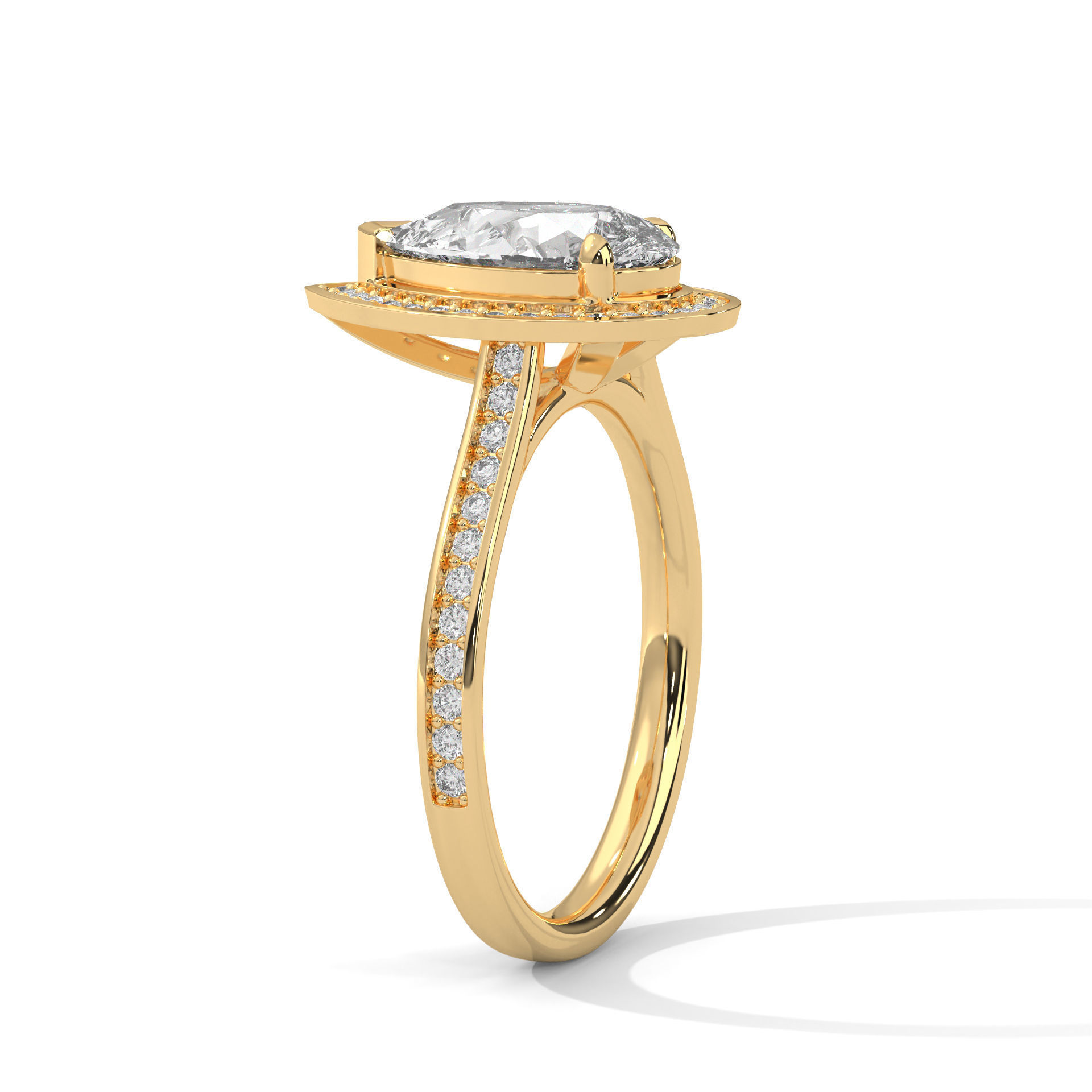 Pear Halo Solitaire ring with 360 view animation 3D print model_4