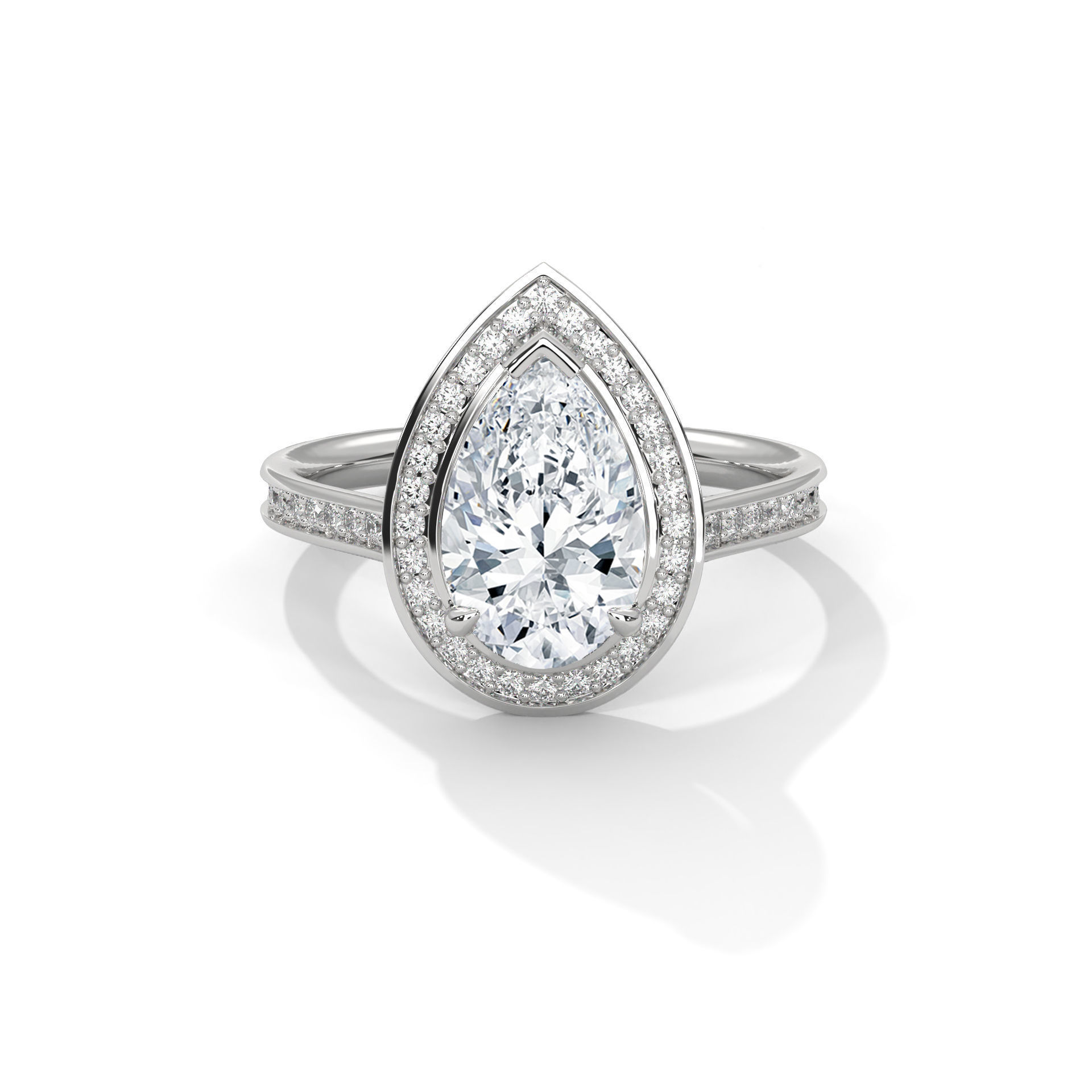Pear Halo Solitaire ring with 360 view animation 3D print model_2