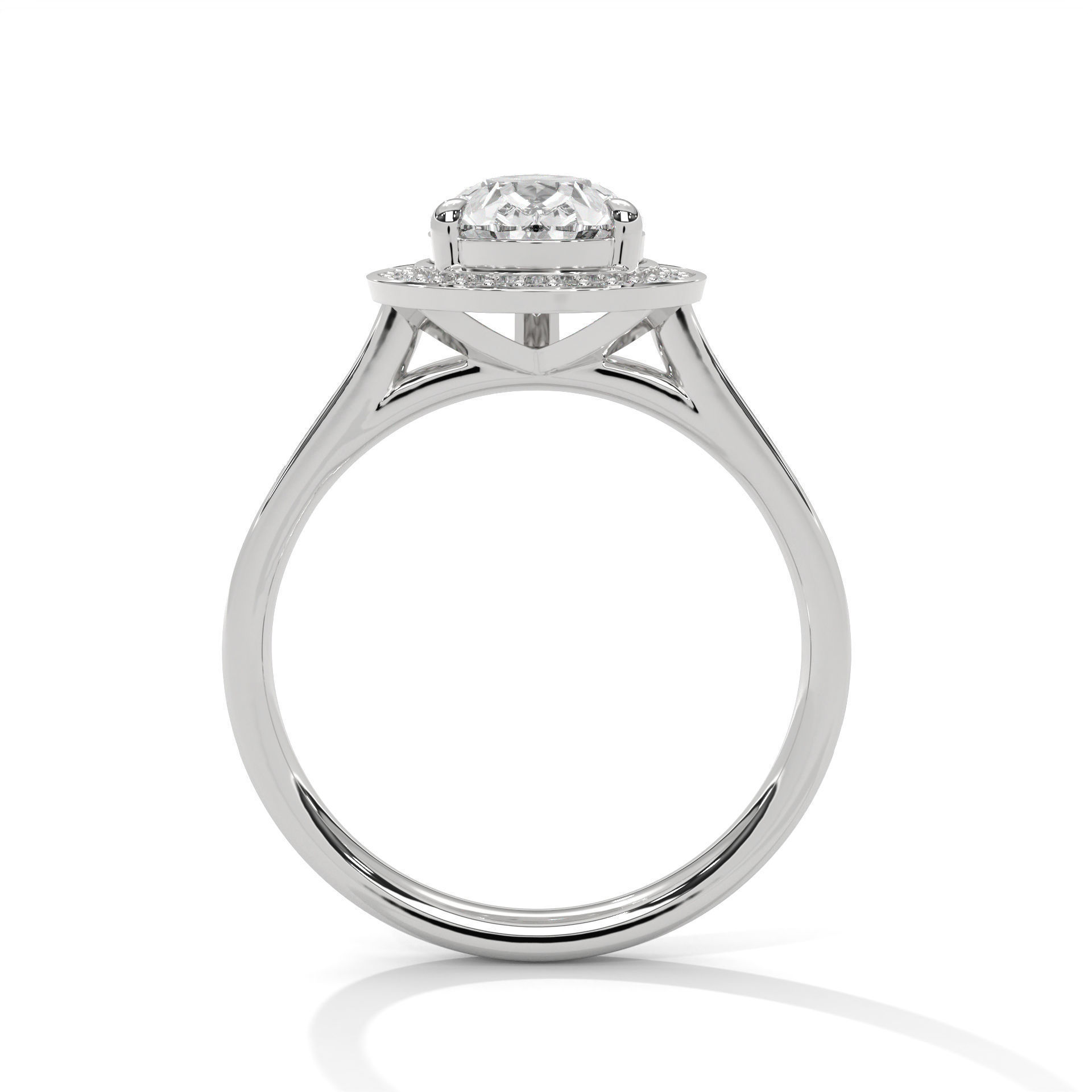 Pear Halo Solitaire ring with 360 view animation 3D print model_3