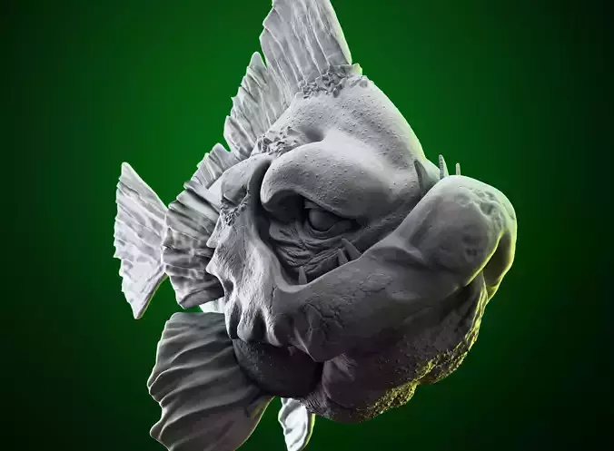 3d fish sculpture for  3d printing
