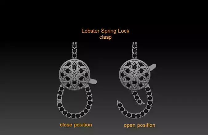 Micro pave spring lock clasp 3D print model