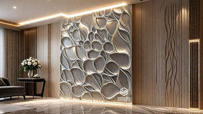 modern panel wall decor set wall relief mural CNC 79 3D model | CGTrader