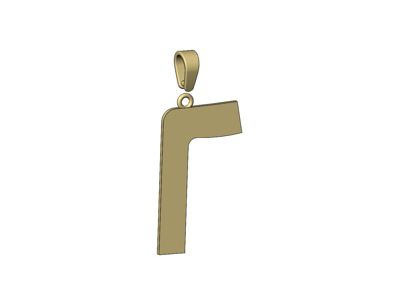 F Kaf  jewish hebrew initials alphabet pendant charm bail 3D print model_11