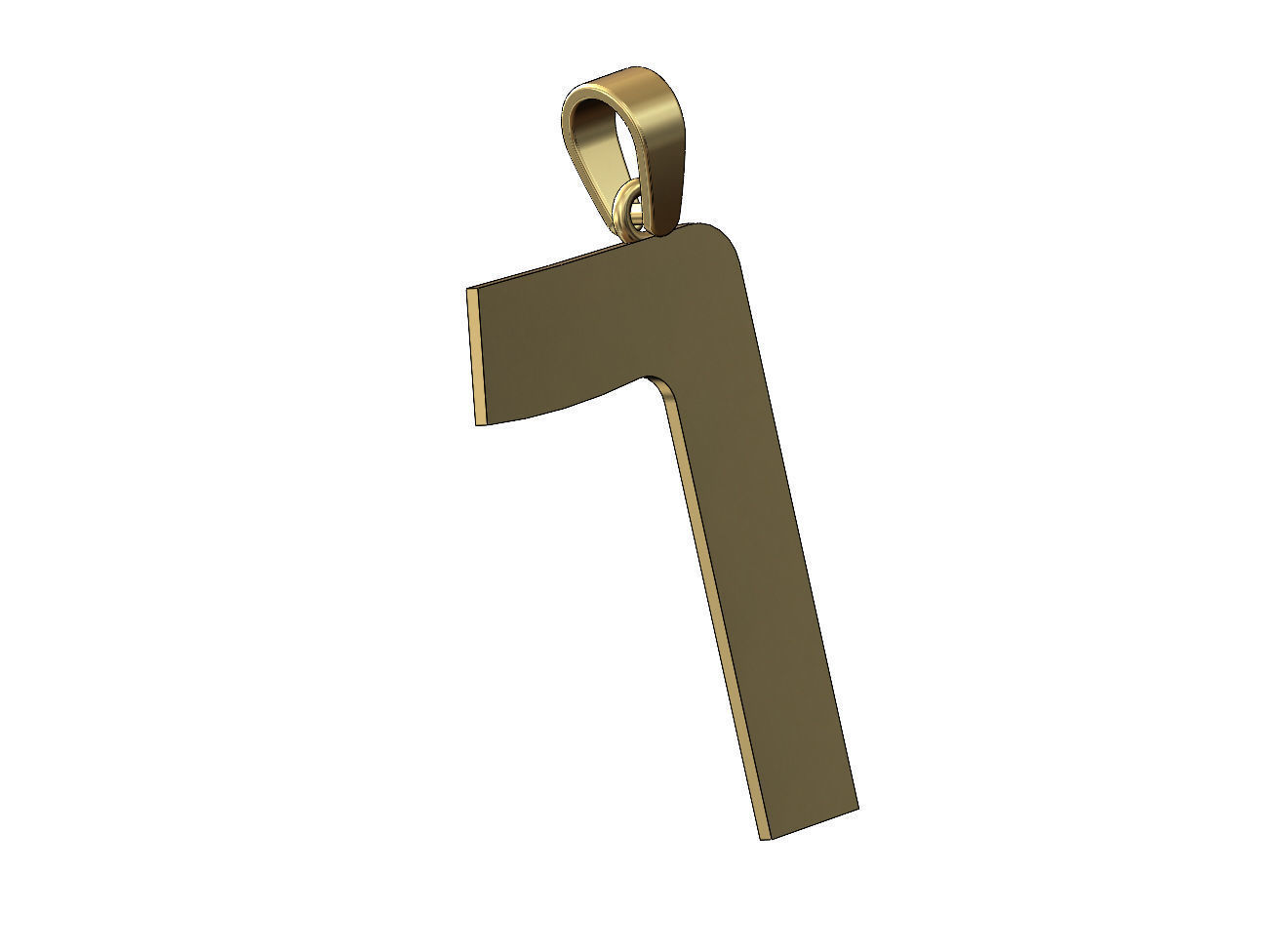 F Kaf  jewish hebrew initials alphabet pendant charm bail 3D print model_2
