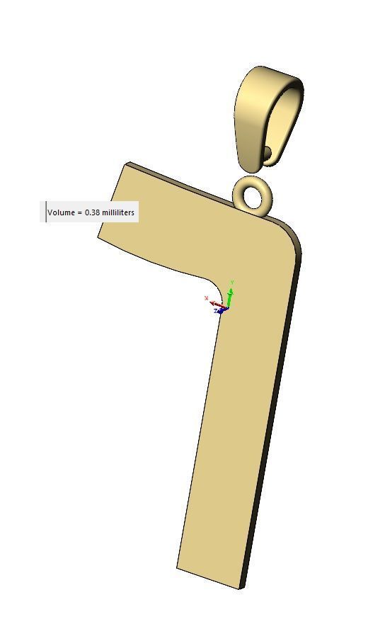 F Kaf  jewish hebrew initials alphabet pendant charm bail 3D print model_12