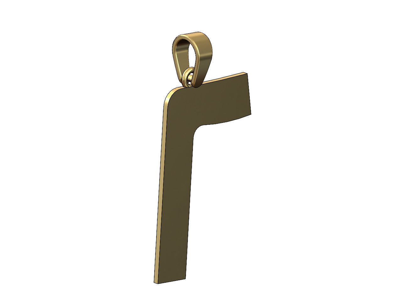 F Kaf  jewish hebrew initials alphabet pendant charm bail 3D print model_4