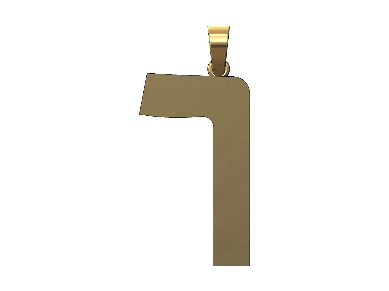 F Kaf  jewish hebrew initials alphabet pendant charm bail 3D print model_1