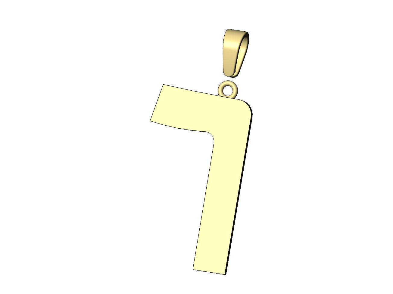 F Kaf  jewish hebrew initials alphabet pendant charm bail 3D print model_5