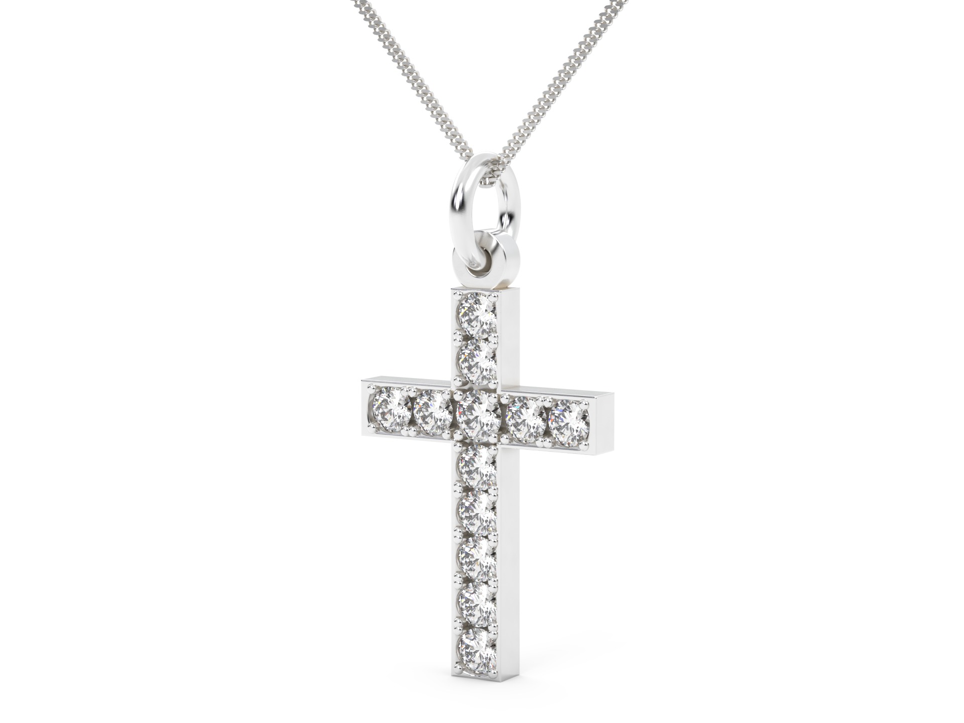 Diamond Crucifix Jewellery Pendant Model 3D model_1