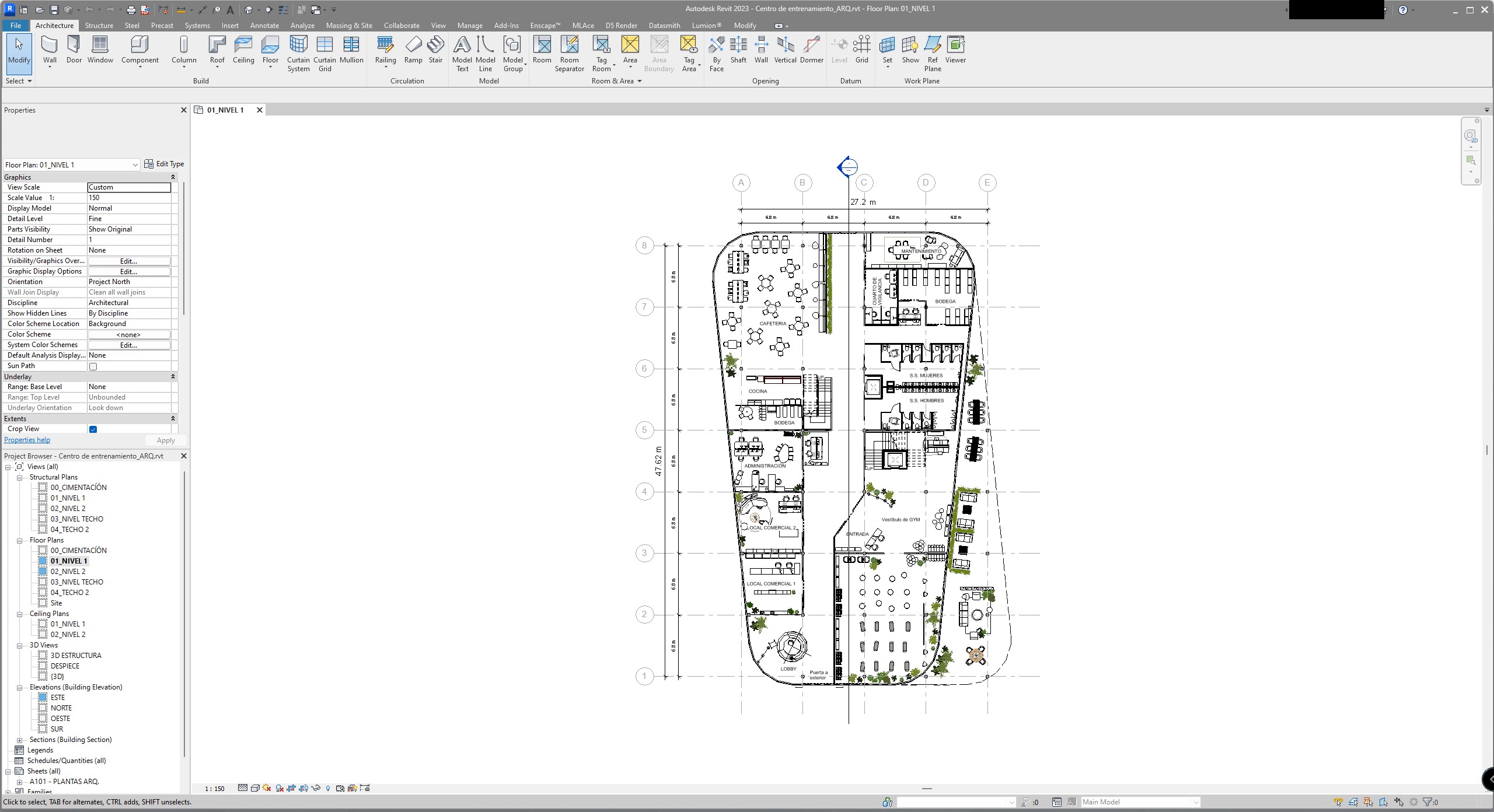 Training and Wellness Center - Detailed Revit Model 3D model_21