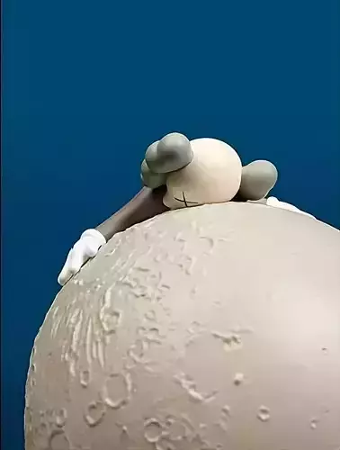 Kaws Holiday Shangai Big Moon Fan Art Toy 