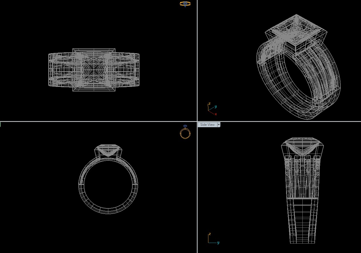 Modern Geometric Square-Cut Gemstone Ring - 3D Model 3D print model_1