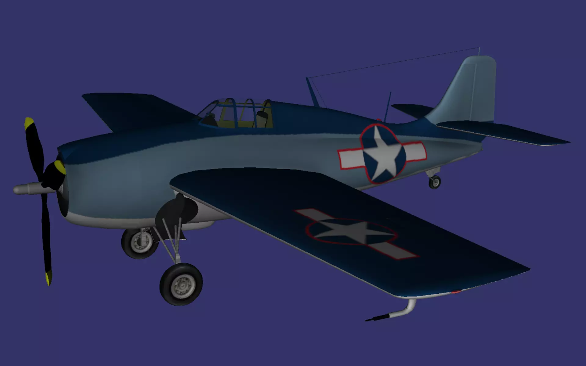 Grumman F4F Wildcat Low-poly 3D model