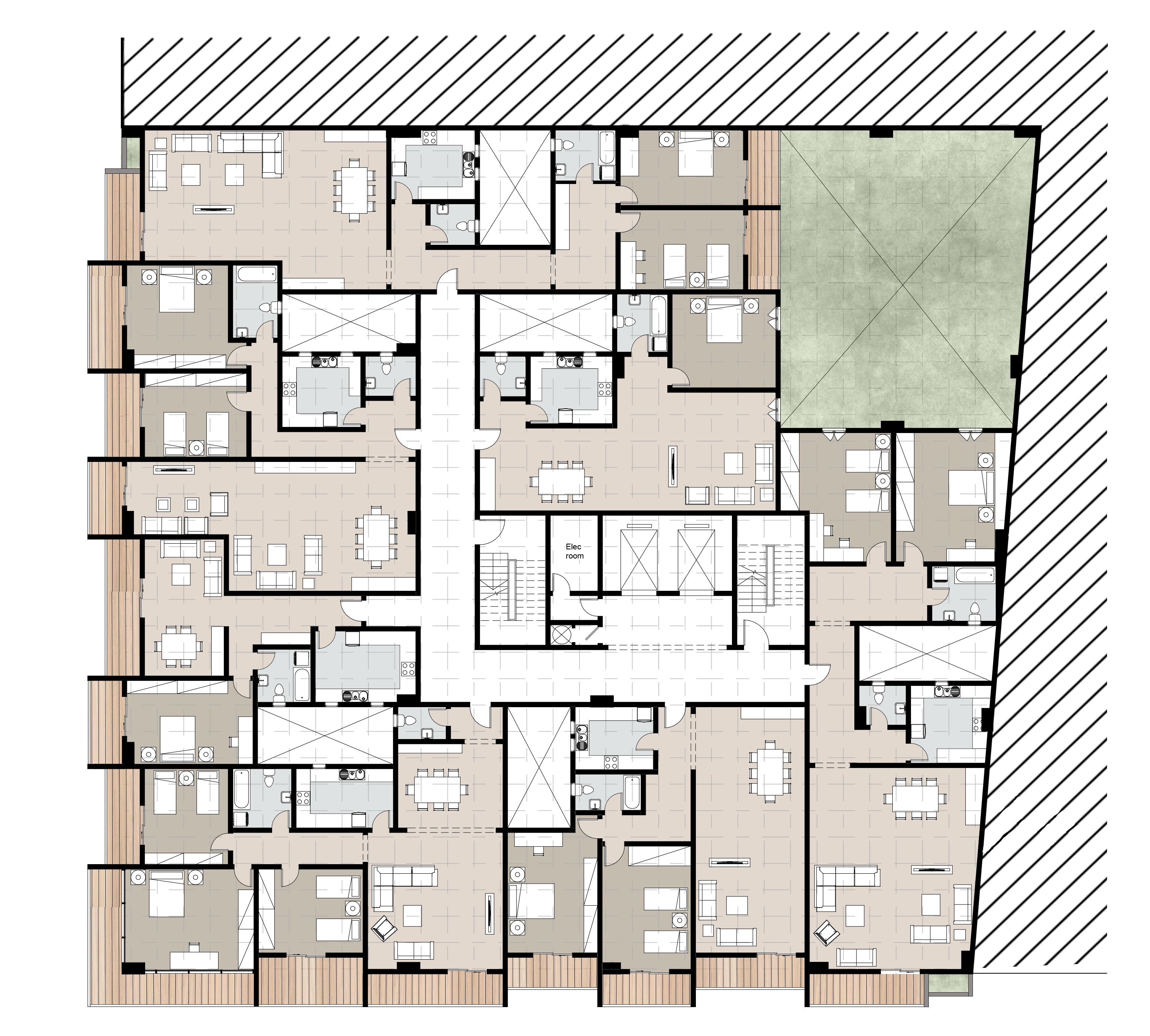 Modern Residential building with plans 3D model_5