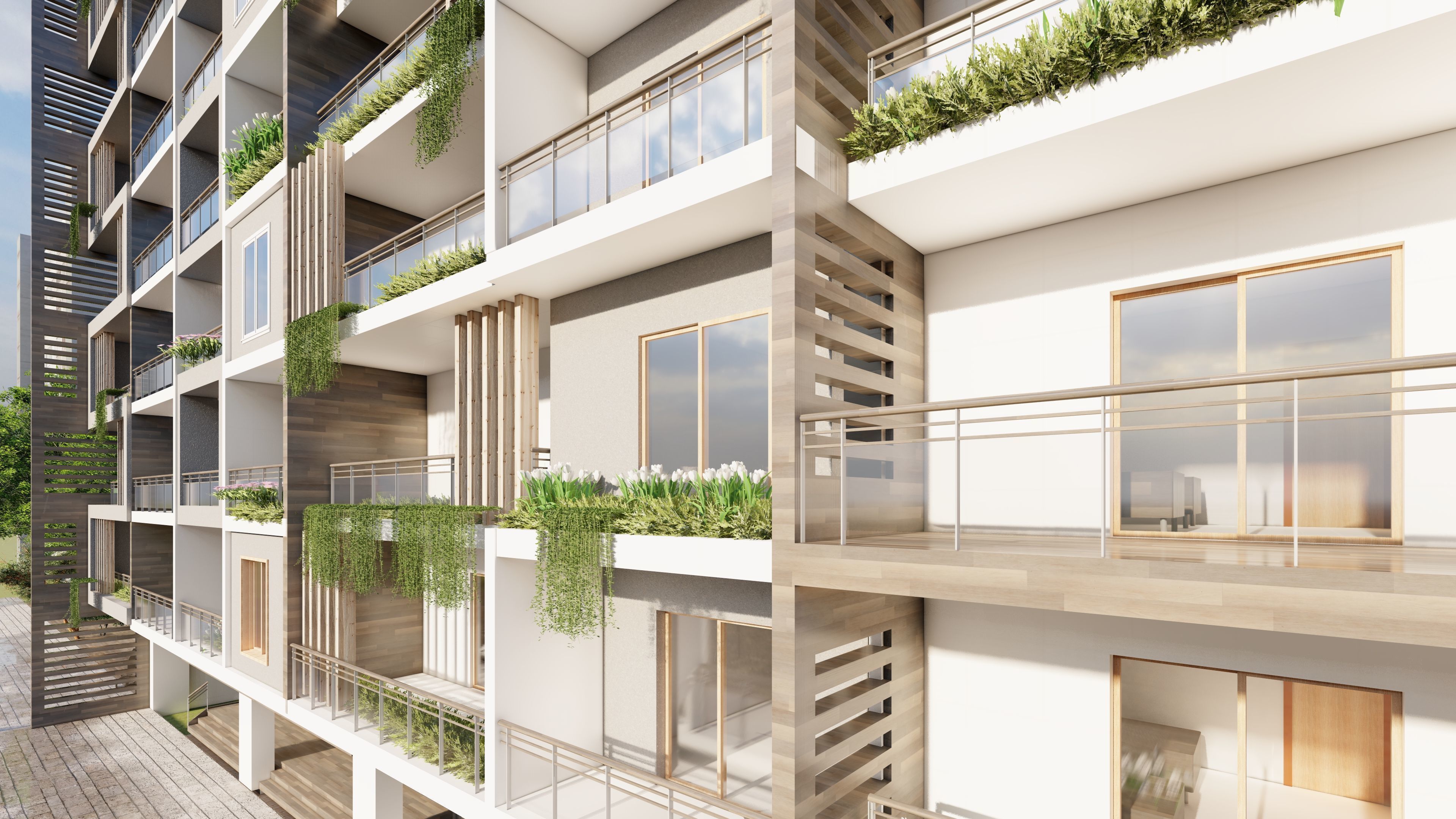 Modern Residential building with plans 3D model_2