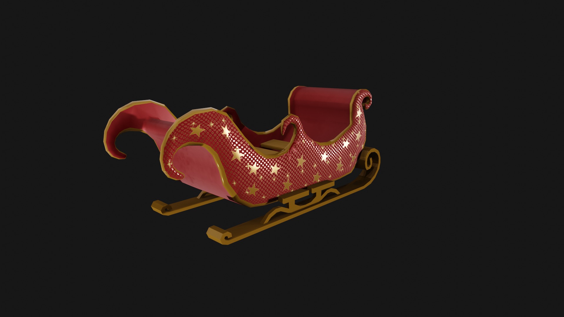 READY TO USE CHRISTMAS SLEIGH Low-poly 3D model_7