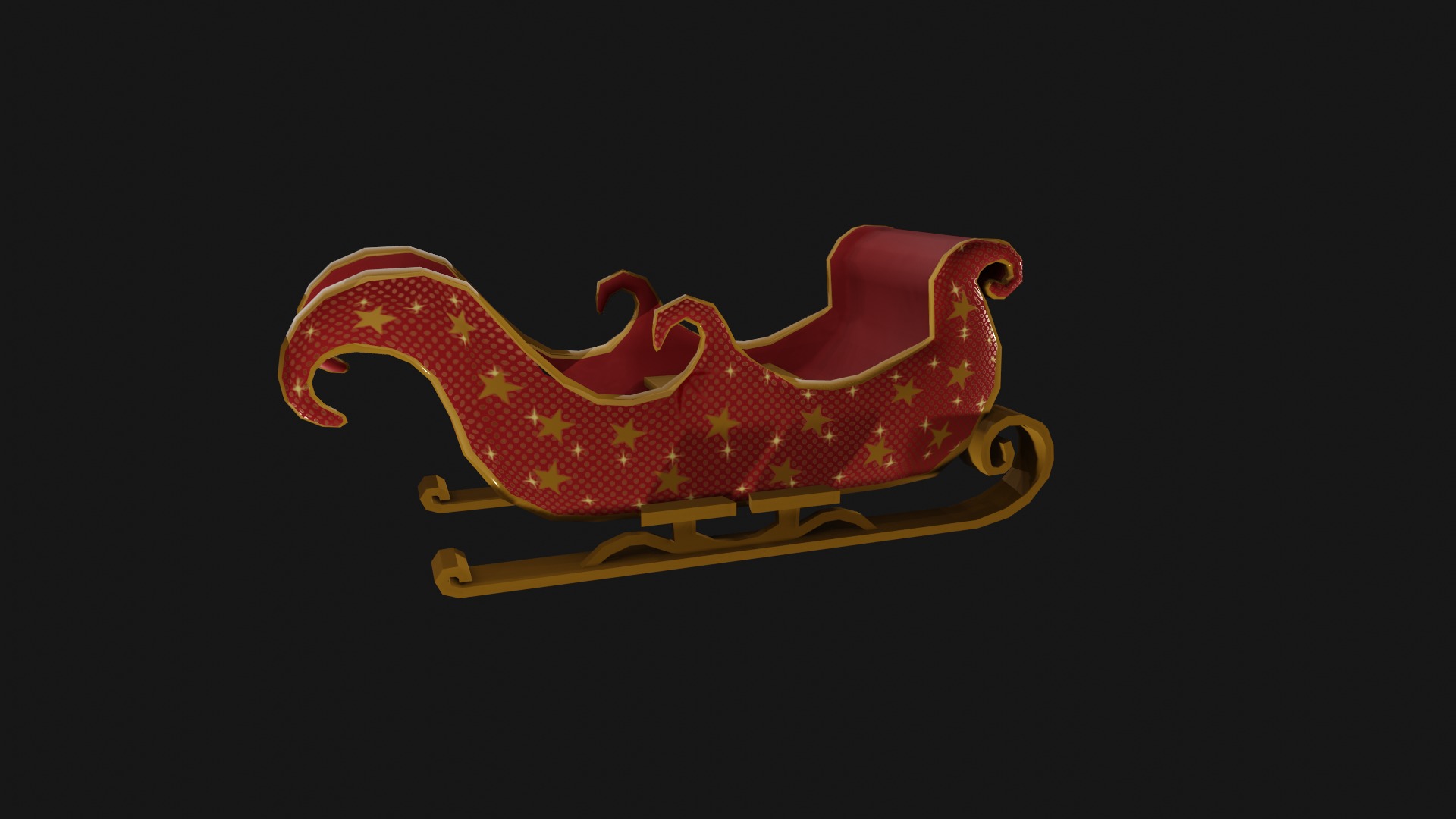 READY TO USE CHRISTMAS SLEIGH Low-poly 3D model_5