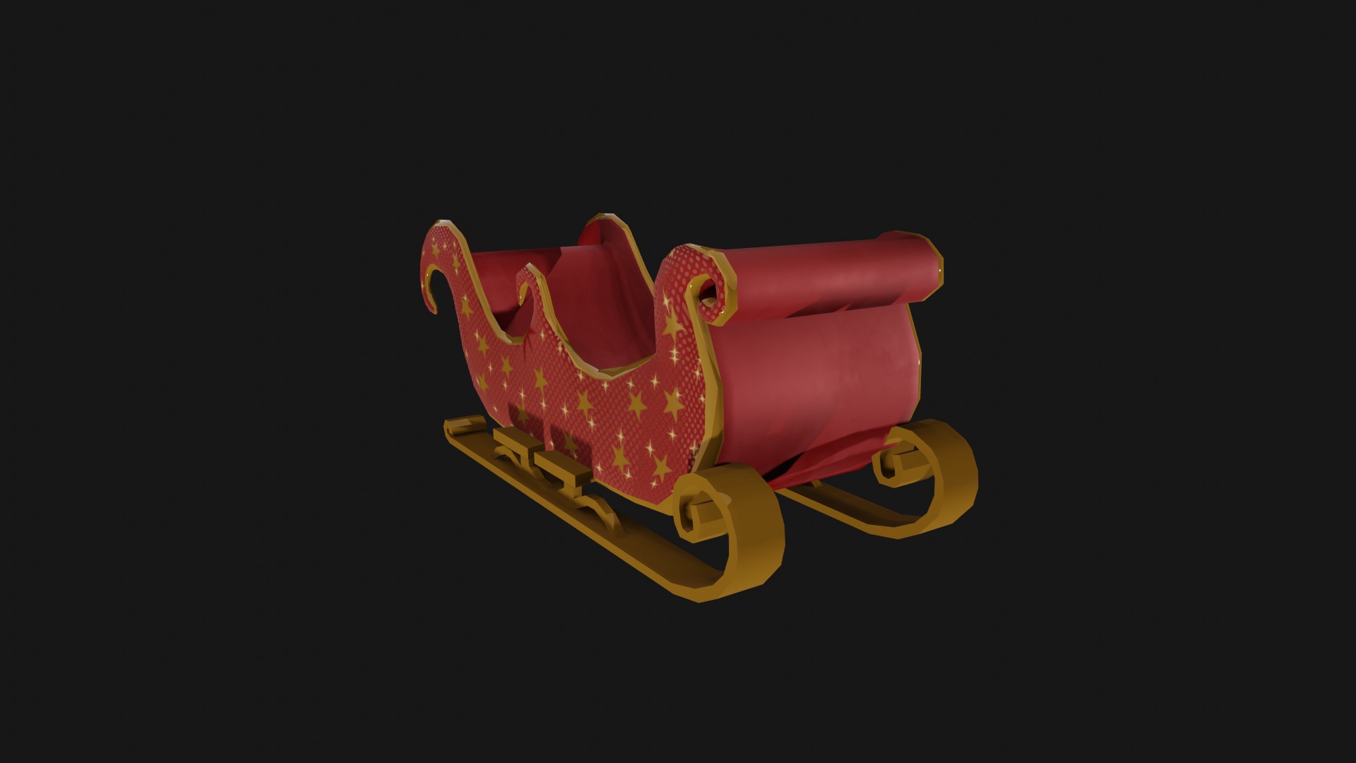 READY TO USE CHRISTMAS SLEIGH Low-poly 3D model_11
