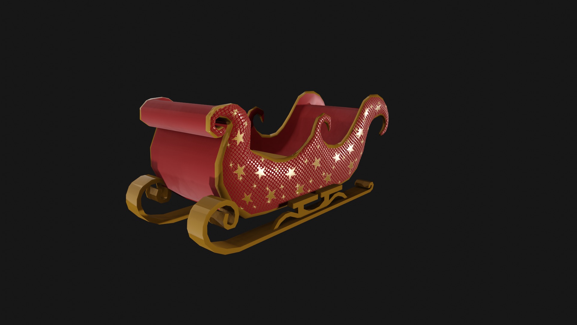 READY TO USE CHRISTMAS SLEIGH Low-poly 3D model_3