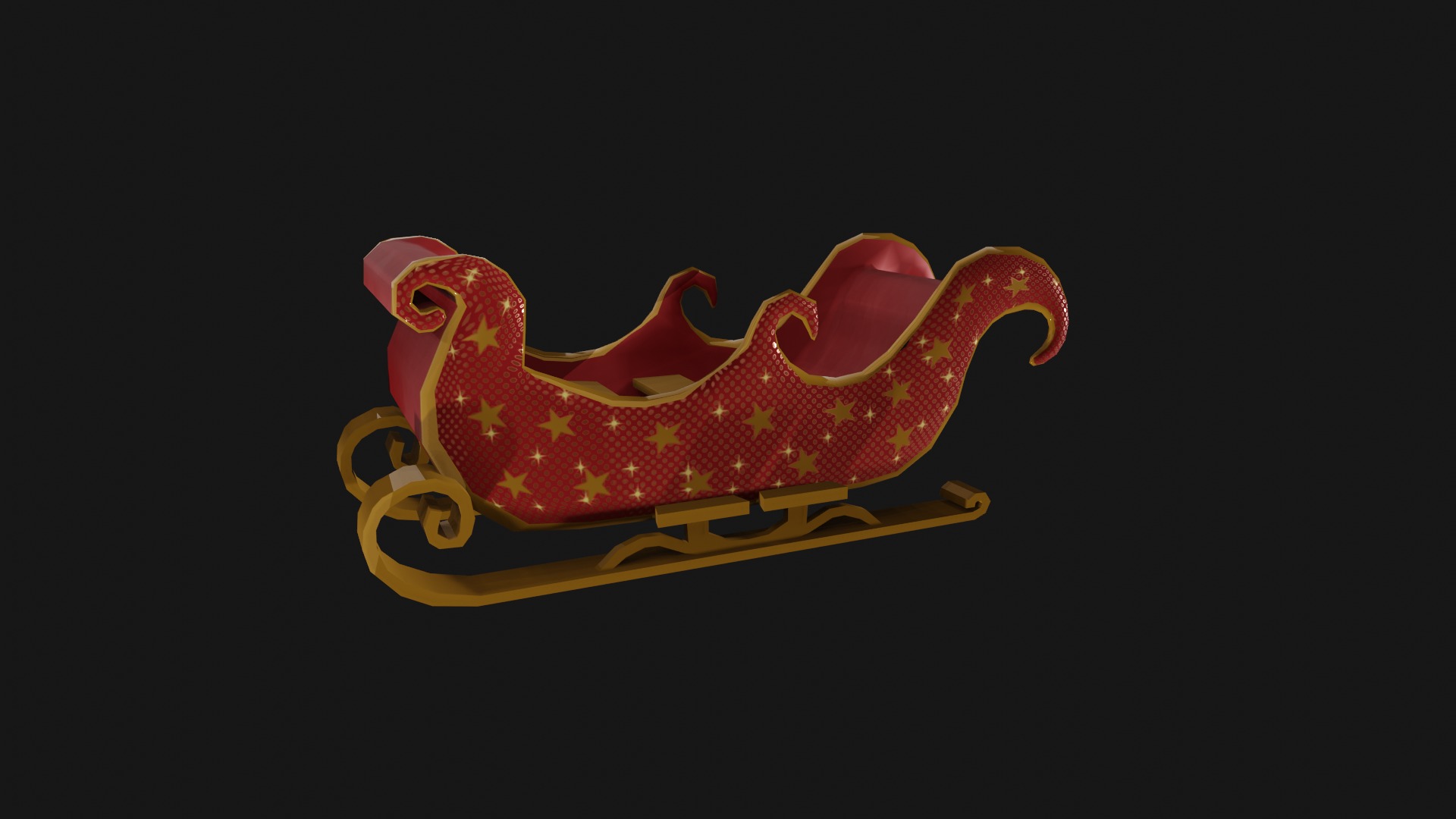 READY TO USE CHRISTMAS SLEIGH Low-poly 3D model_16