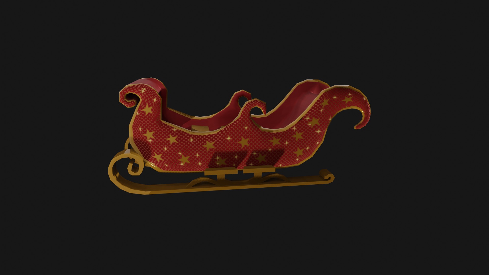 READY TO USE CHRISTMAS SLEIGH Low-poly 3D model_15