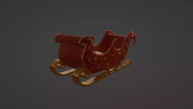 READY TO USE CHRISTMAS SLEIGH Low-poly 3D model